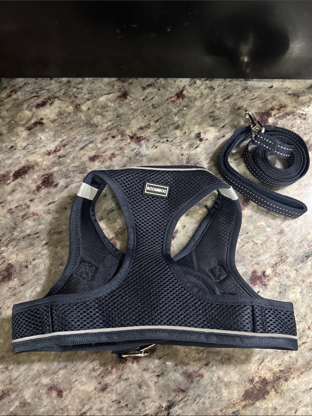 NEW BoomiBoo Navy Mesh Dog Harness with Matching Leash